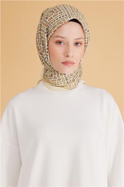 BELLİ GEOMETRİK DESEN MODAL SARI EŞARP 5