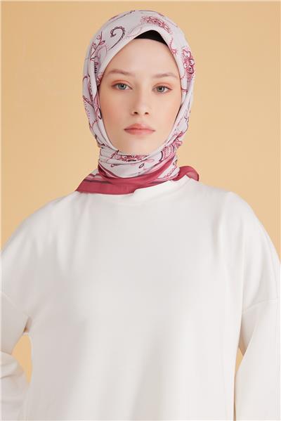 BELLİ ŞAL DESEN MODAL PEMBE EŞARP 1