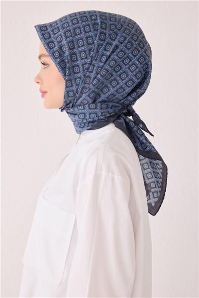 BELLİ GEOMETRİK DESEN MODAL LACİVERT EŞARP 7