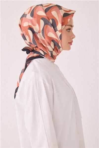 BELLİ GEOMETRİK DESEN MODAL KİREMİT EŞARP 2