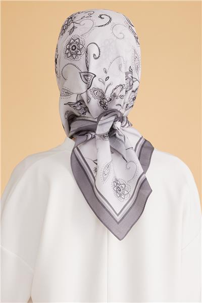 BELLİ ŞAL DESEN MODAL GRİ EŞARP 1