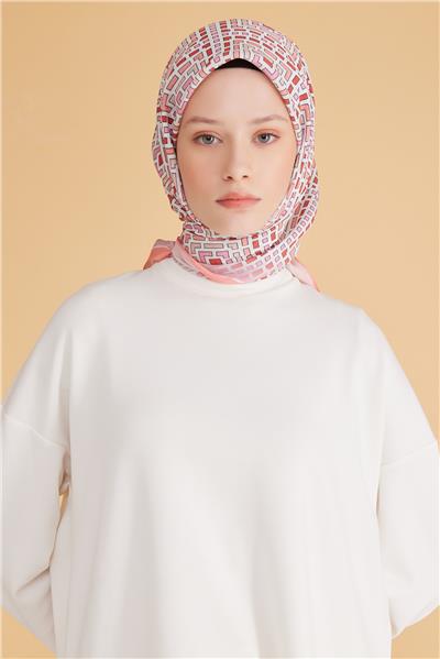 BELLİ GEOMETRİK DESEN MODAL PEMBE EŞARP 5