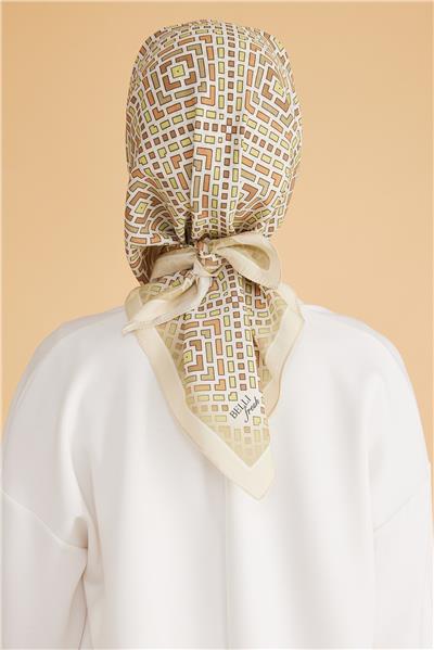 BELLİ GEOMETRİK DESEN MODAL SARI EŞARP 5