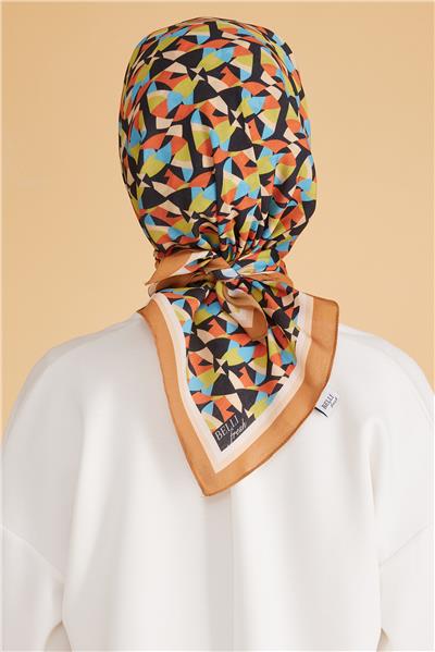 BELLİ GEOMETRİK DESEN MODAL SİYAH - ÇOK RENKİ EŞARP 4