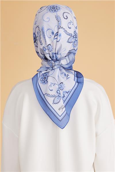 BELLİ ŞAL DESEN MODAL MAVİ EŞARP 1