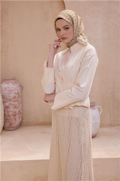 BELLİ GEOMETRİK DESEN PAULİSTA BEJ EŞARP 8