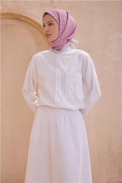 BELLİ ÇİÇEK DESEN PAULİSTA AÇIK PEMBE EŞARP 5