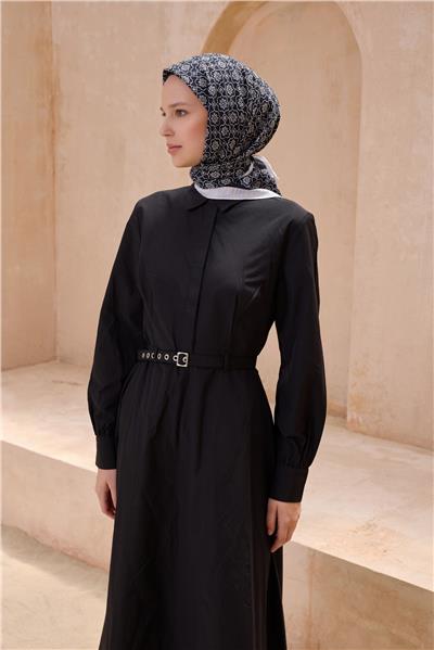 BELLİ ÇİÇEK DESEN PAULİSTA SİYAH EŞARP 5