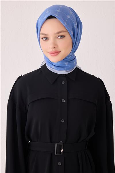 BELLİ GEOMETRİK DESEN PAULİSTA MAVİ EŞARP 4