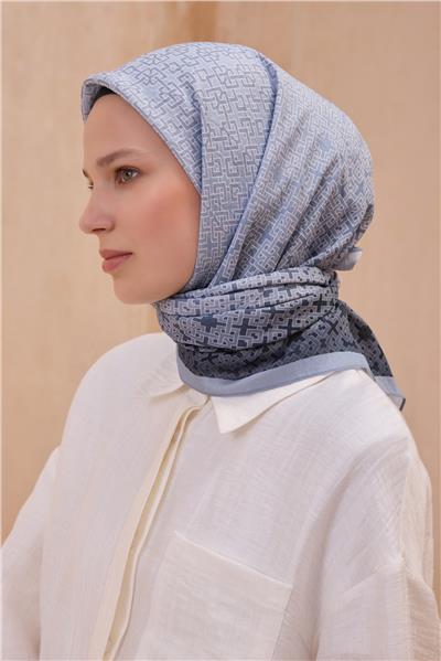 BELLİ GEOMETRİK DESEN PAULİSTA BUZ MAVİSİ EŞARP 7