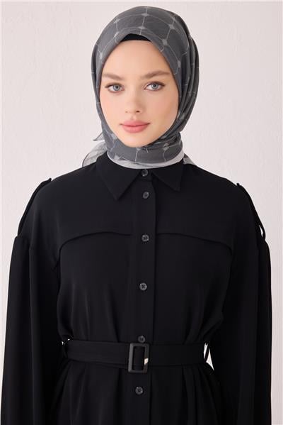 BELLİ GEOMETRİK DESEN PAULİSTA GRİ EŞARP 4