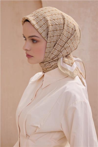 BELLİ GEOMETRİK DESEN PAULİSTA BEJ EŞARP 8