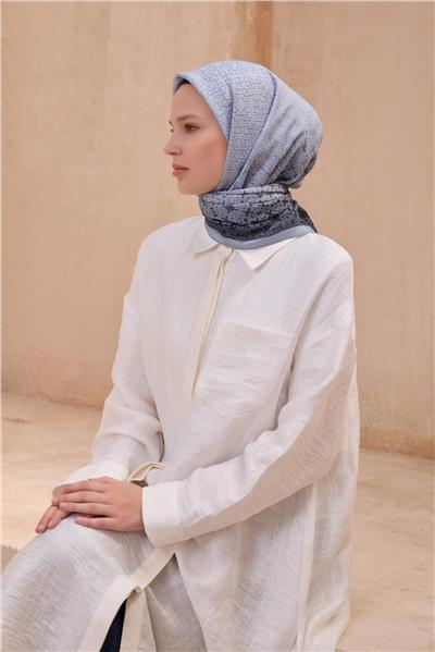 BELLİ GEOMETRİK DESEN PAULİSTA BUZ MAVİSİ EŞARP 7