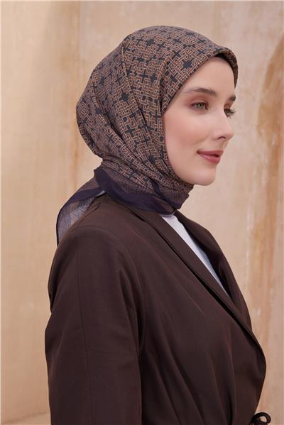 BELLİ GEOMETRİK DESEN PAULİSTA KAHVE EŞARP 7