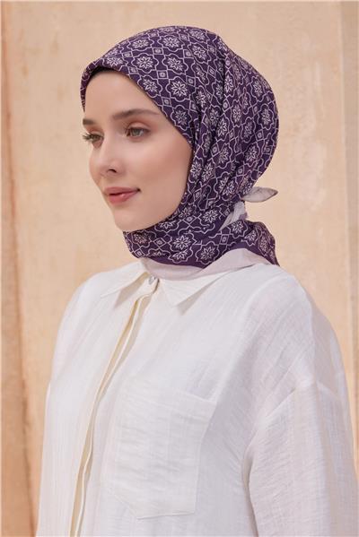 BELLİ ÇİÇEK DESEN PAULİSTA MOR EŞARP 5