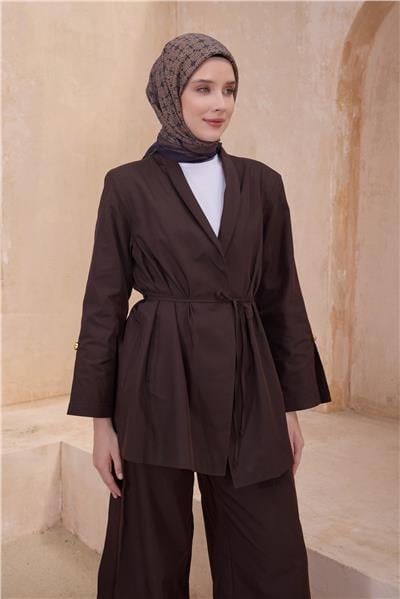 BELLİ GEOMETRİK DESEN PAULİSTA KAHVE EŞARP 7