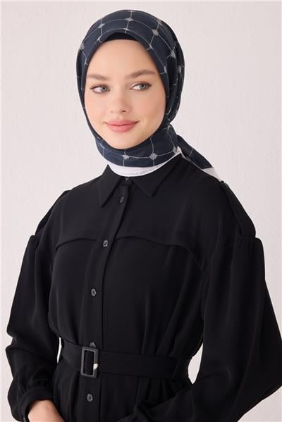 BELLİ GEOMETRİK DESEN PAULİSTA SİYAH EŞARP 4