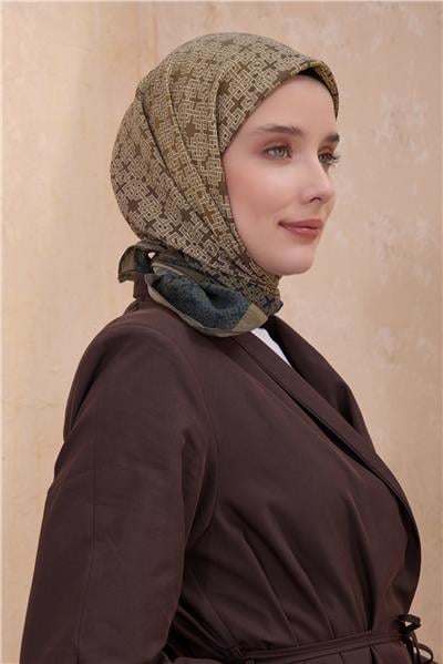 BELLİ GEOMETRİK DESEN PAULİSTA HARDAL EŞARP 7