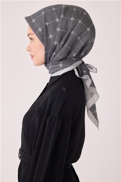 BELLİ GEOMETRİK DESEN PAULİSTA GRİ EŞARP 4