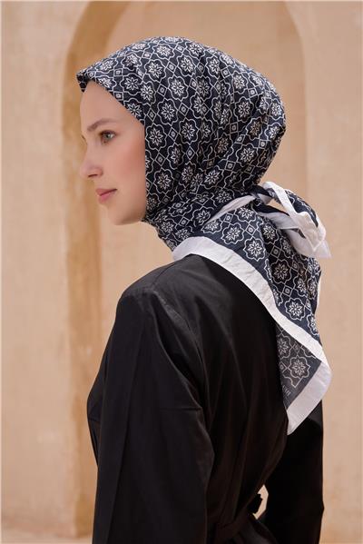 BELLİ ÇİÇEK DESEN PAULİSTA SİYAH EŞARP 5