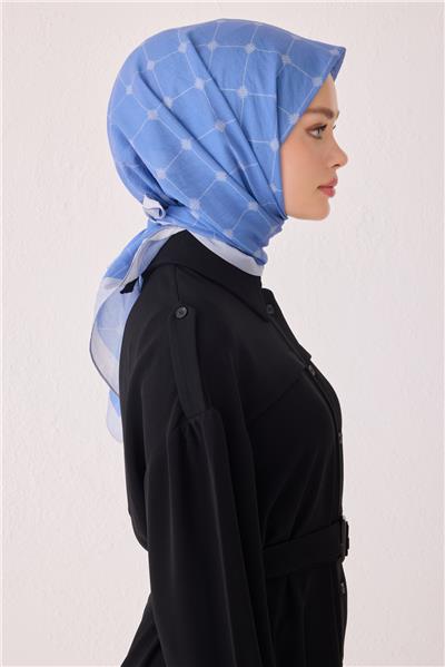 BELLİ GEOMETRİK DESEN PAULİSTA MAVİ EŞARP 4