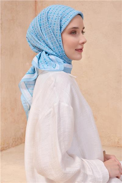 BELLİ GEOMETRİK DESEN PAULİSTA MAVİ EŞARP 8