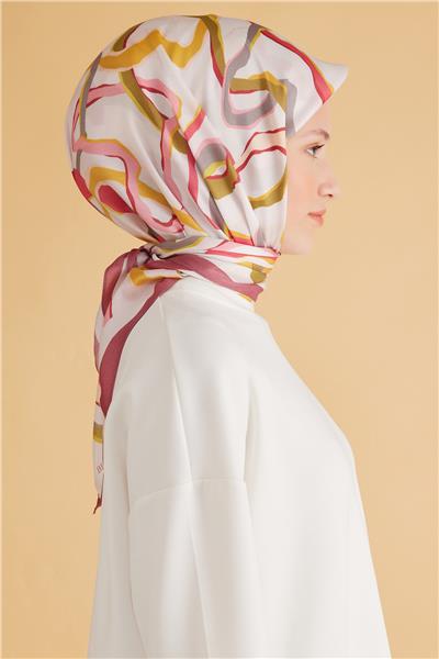 Belli Fresh Dalgalı Desen Pembe Pure Eşarp 4 - 06