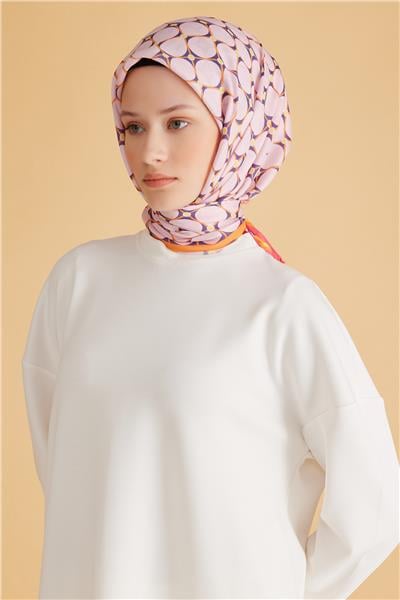Belli Fresh Geometrik Desen Pembe Pure Eşarp 3 - 09