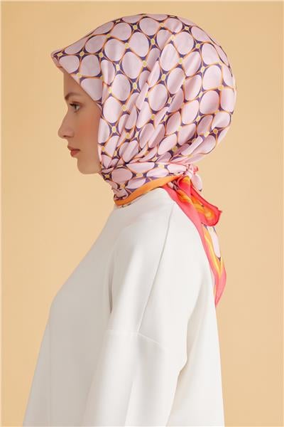Belli Fresh Geometrik Desen Pembe Pure Eşarp 3 - 09