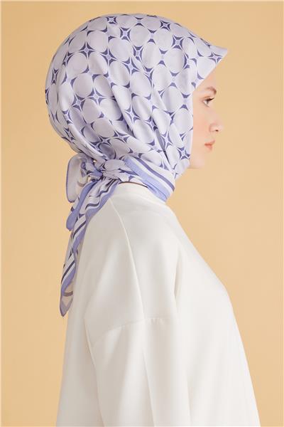 Belli Fresh Geometrik Desen Lila Pure Eşarp 3 - 04