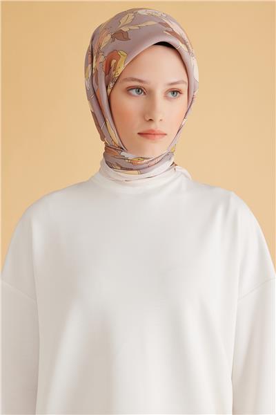 Belli Fresh Çiçek Desen Gri Pure Eşarp 2 - 06