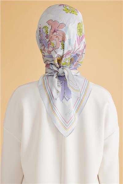Belli Fresh Çiçek Desen Bebe Mavisi Pure Eşarp 1 - 06