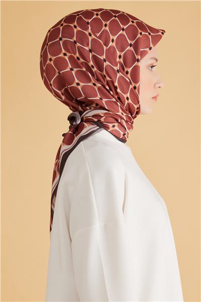 Belli Fresh Geometrik Desen Kiremit Pure Eşarp 3 - 20