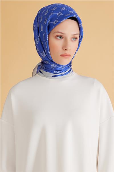 Belli Fresh Geometrik Desen Saks Pure Eşarp 6 - 24