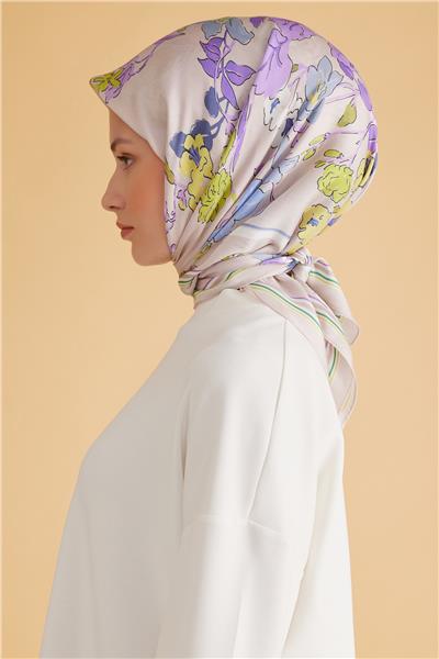 Belli Fresh Çiçek Desen Gri Pure Eşarp 1 - 05