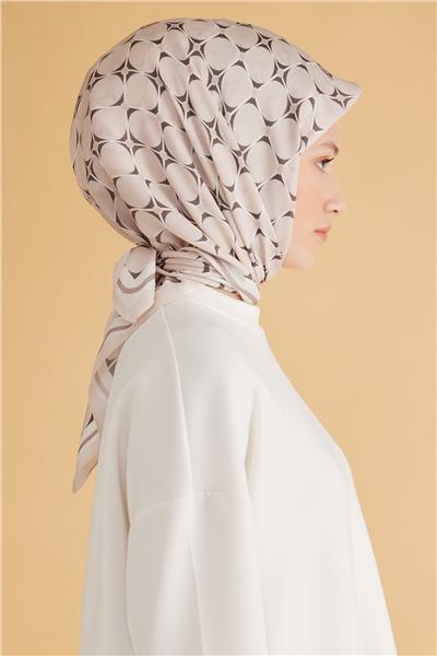 Belli Fresh Geometrik Desen Pudra Pure Eşarp 3 - 16
