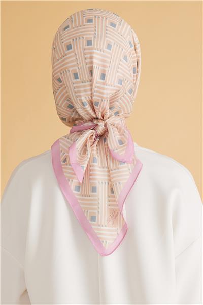 Belli Fresh Geometrik Desen Pembe Pure Eşarp 5 - 13