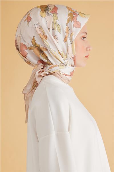 Belli Fresh Çiçek Desen Sarı Pure Eşarp 2 - 02