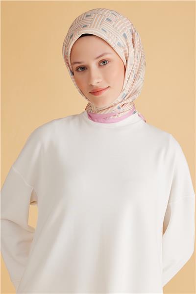 Belli Fresh Geometrik Desen Pembe Pure Eşarp 5 - 13