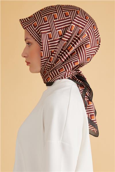 Belli Fresh Geometrik Desen Kiremit Pure Eşarp 5 - 06