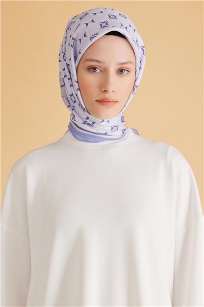 Belli Fresh Geometrik Desen Lila Pure Eşarp 3 - 04