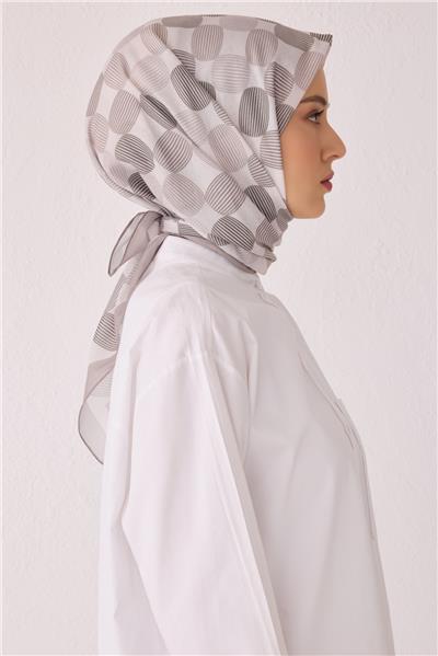 BELLİ GEOMETRİK DESEN TELA GÜL KURUSU EŞARP 1022
