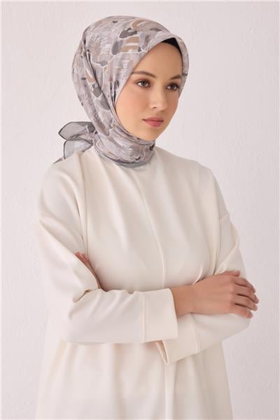 Belli Fresh Çiçek Desen Vizon Tela Eşarp 1021 - 06