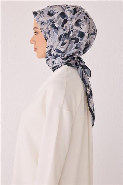 Belli Fresh Çiçek Desen Siyah Tela Eşarp 1021 - 02
