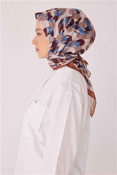 BELLİ GEOMETRİK DESEN TELA KİREMİT EŞARP 1020