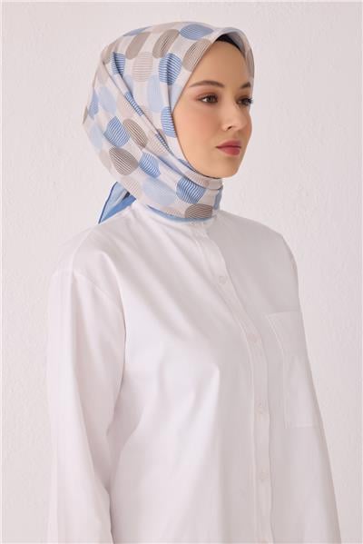 BELLİ GEOMETRİK DESEN TELA MAVİ EŞARP 1022