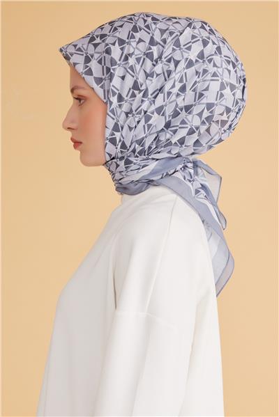 BELLİ GEOMETRİK DESEN TELA GRİ EŞARP 1008
