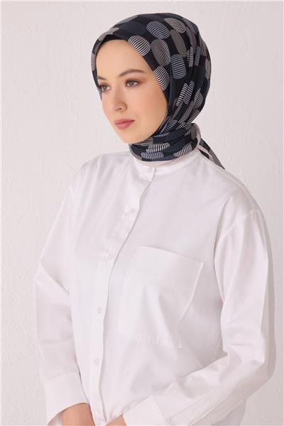 BELLİ GEOMETRİK DESEN TELA SİYAH EŞARP 1022