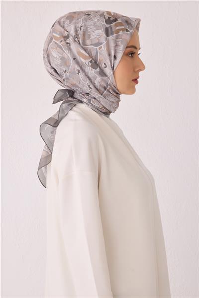 Belli Fresh Çiçek Desen Vizon Tela Eşarp 1021 - 06