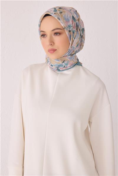 Belli Fresh Çiçek Desen Mint Tela Eşarp 1021 - 12